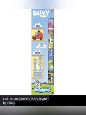 Bluey Deluxe Imaginmat Floor Playmat & Toy Car, 30.5” x 23.5” NWT
